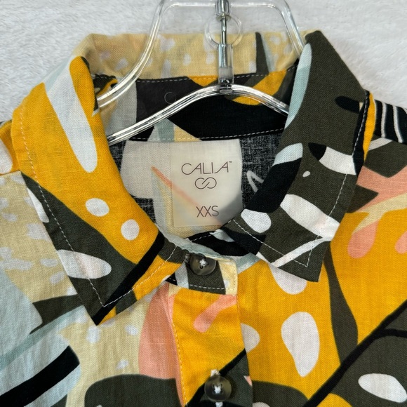 Calia by Carrie Underwood Multi Palm Print Button Down Cover up & Shorts Set XXS - Picture 3 of 16